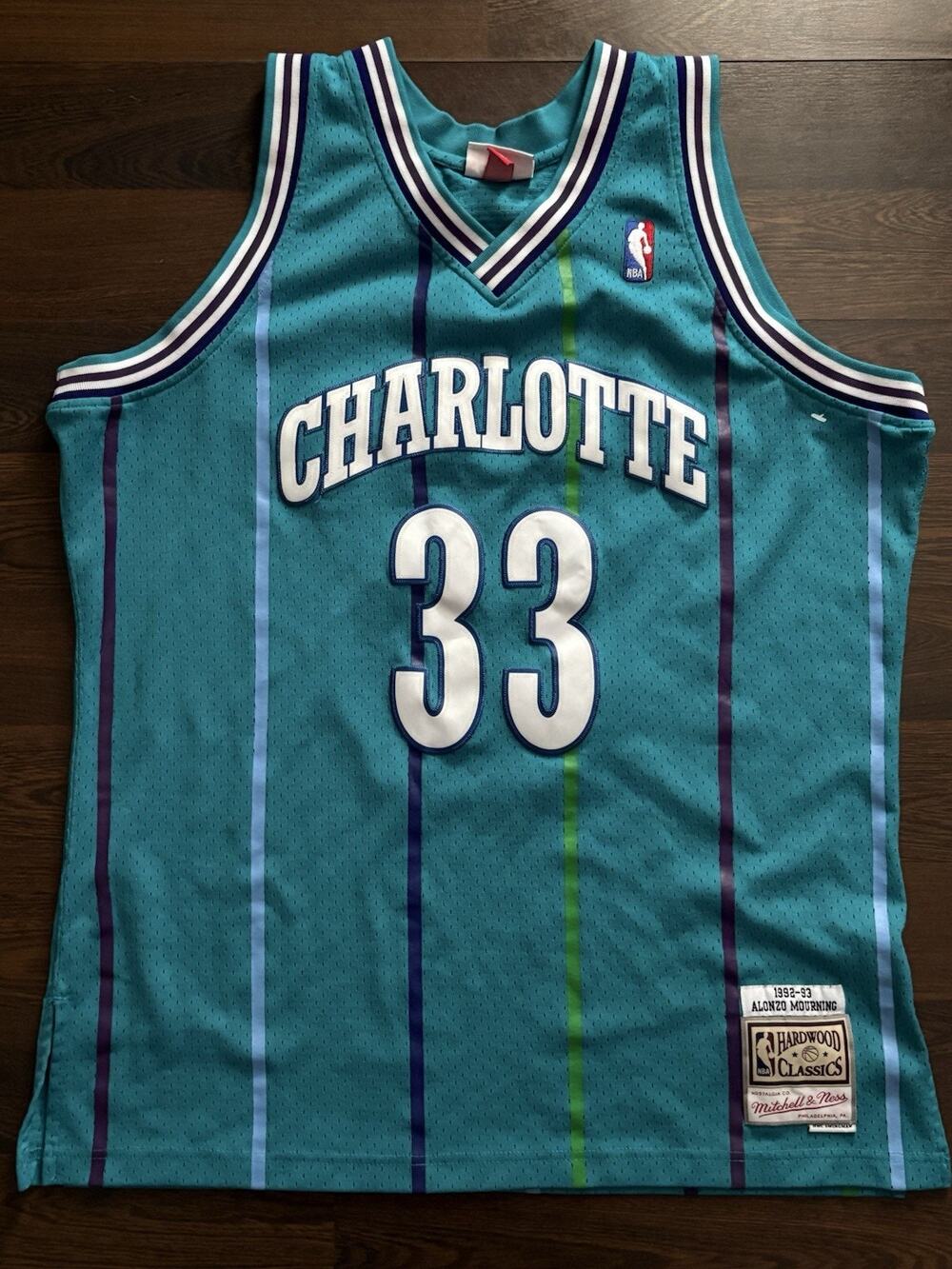 New Mitchell & Ness Alonzo Mourning Charlotte Hornets Swingman Jersey Sz L $175